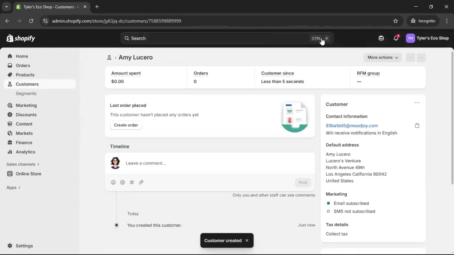 Adding customer to waitlist screenshot