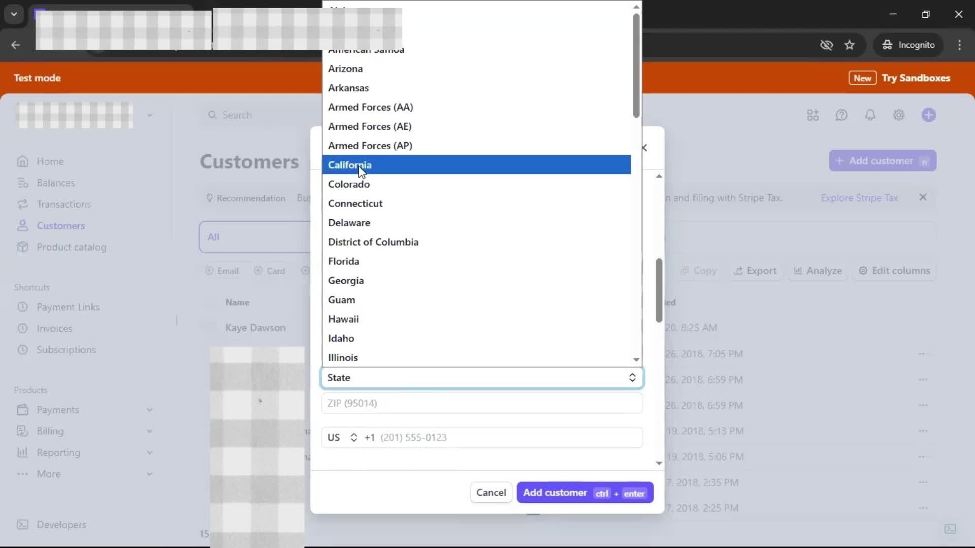 Adding a customer screenshot