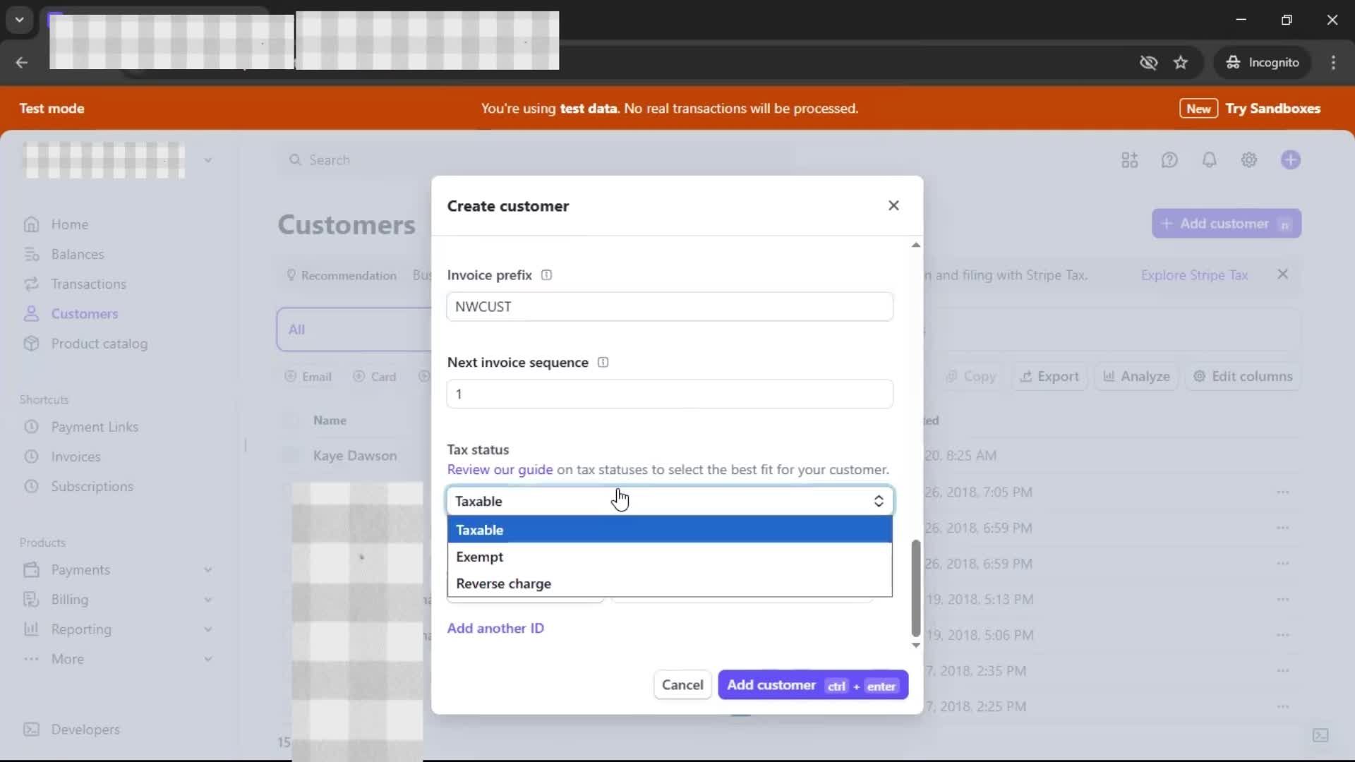 Adding a customer screenshot