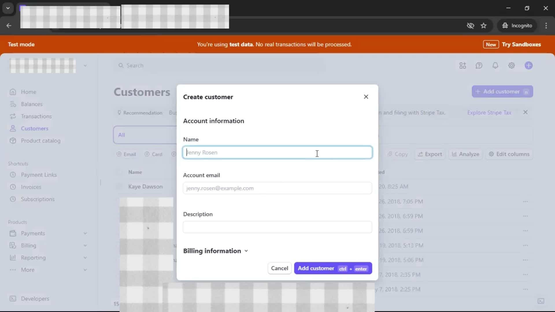 Adding a customer on Stripe video thumbnail