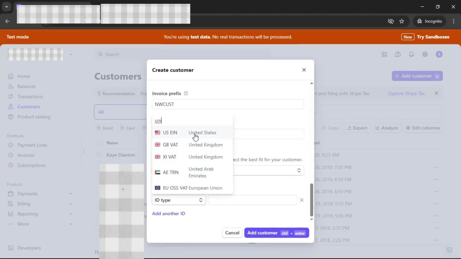 Adding a customer screenshot