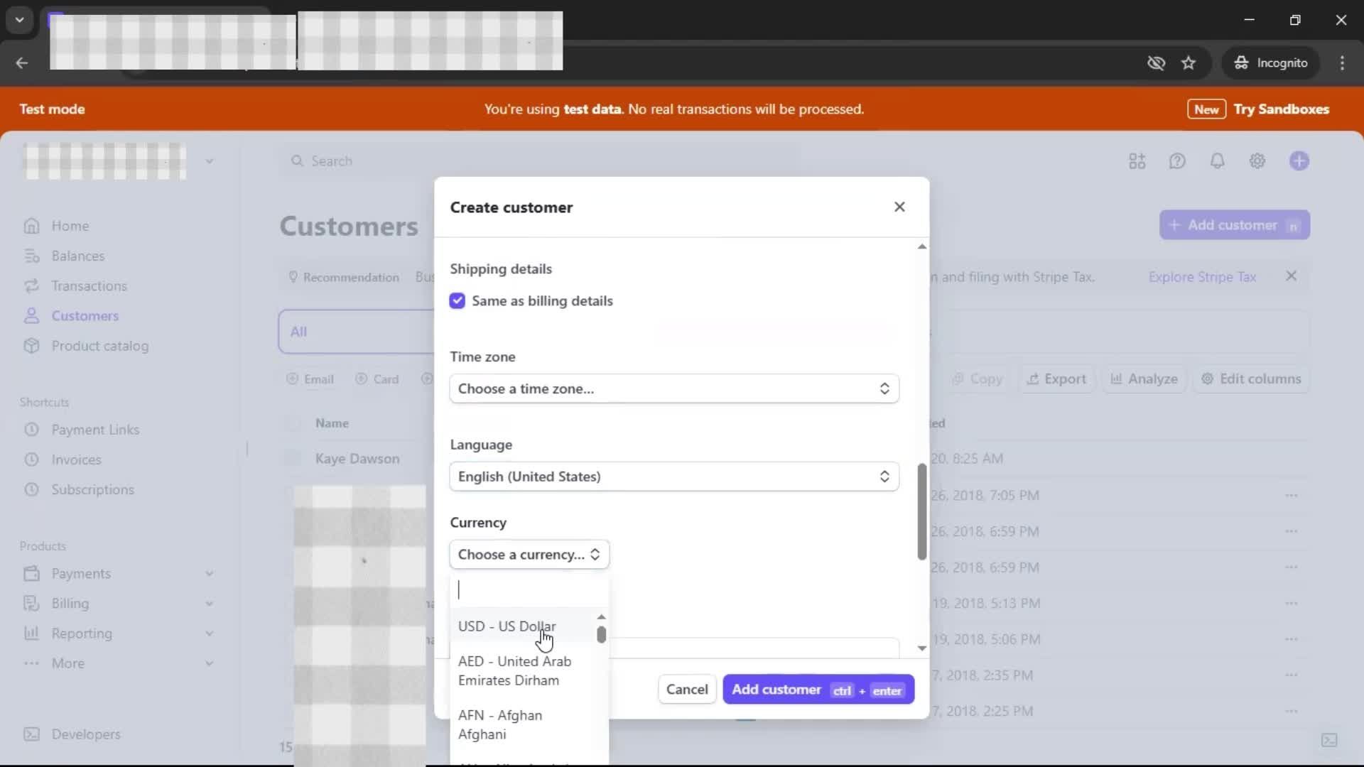 Adding a customer screenshot