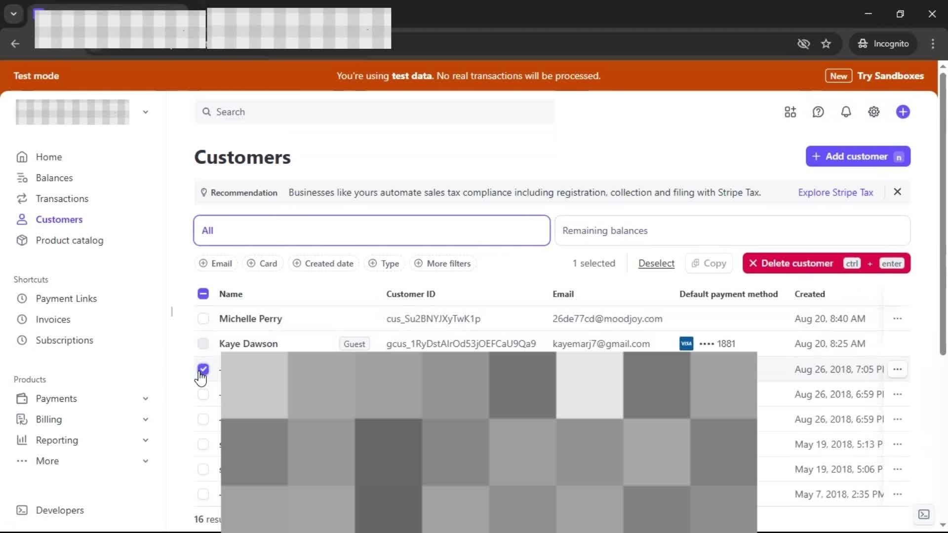 Adding a customer screenshot