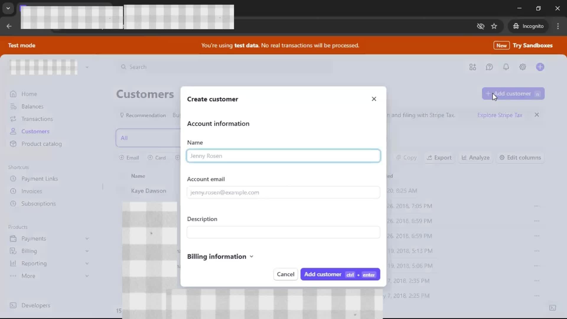 Adding a customer on Stripe video thumbnail
