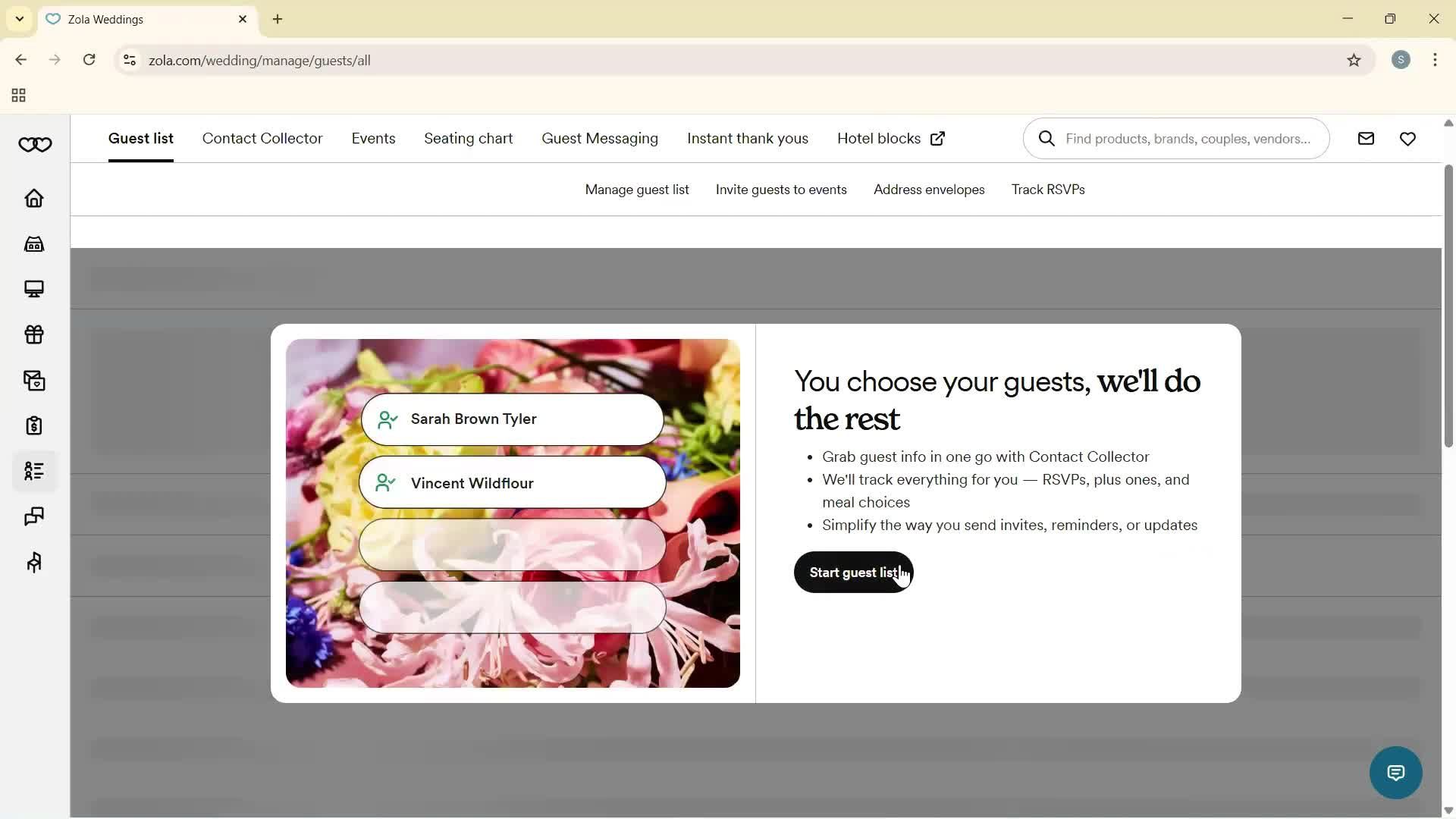 Adding guests screenshot