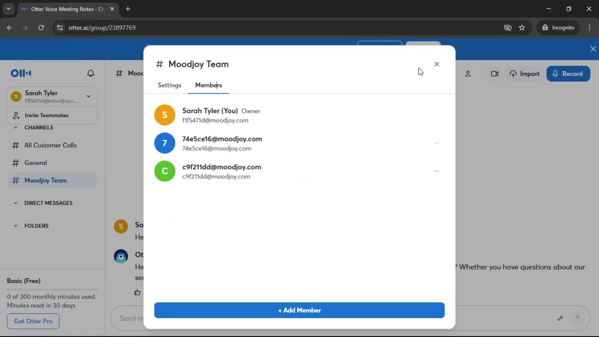 Adding a member screenshot