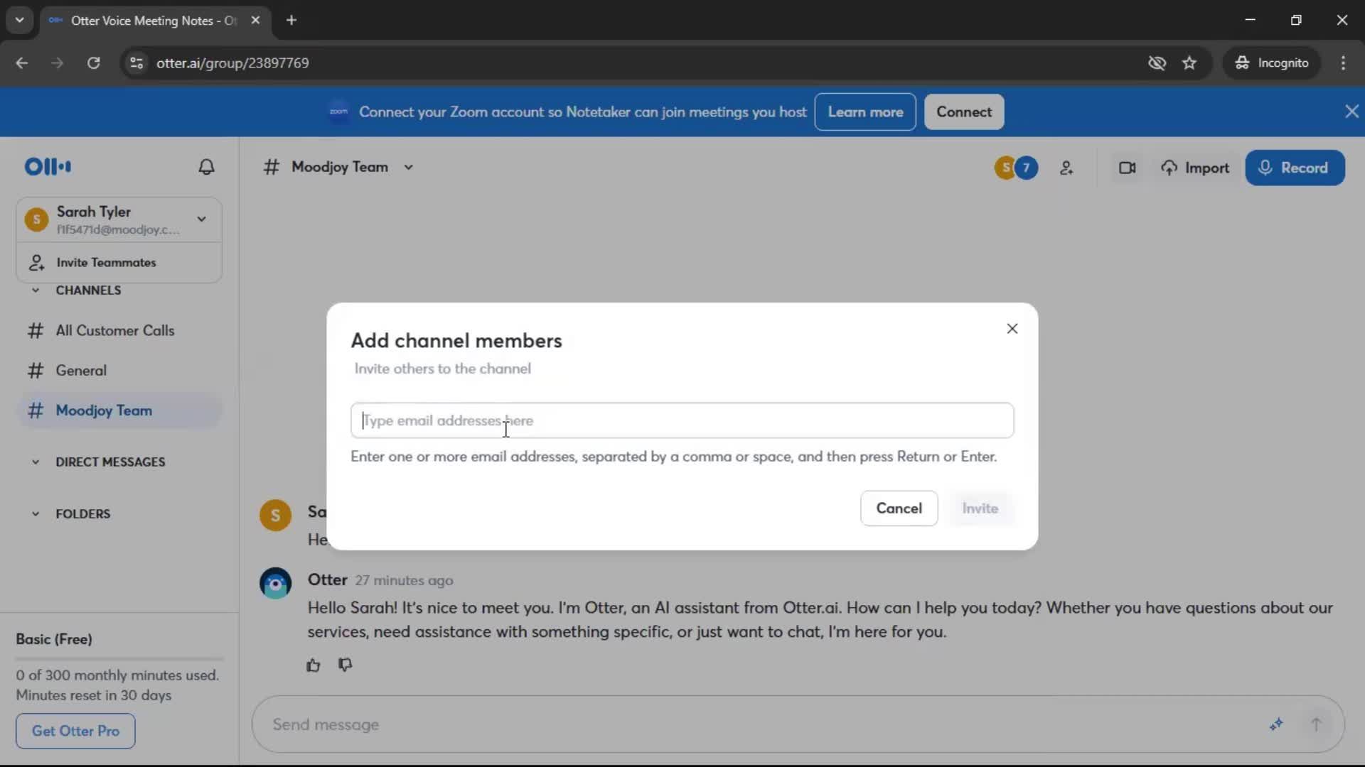 Adding a member screenshot