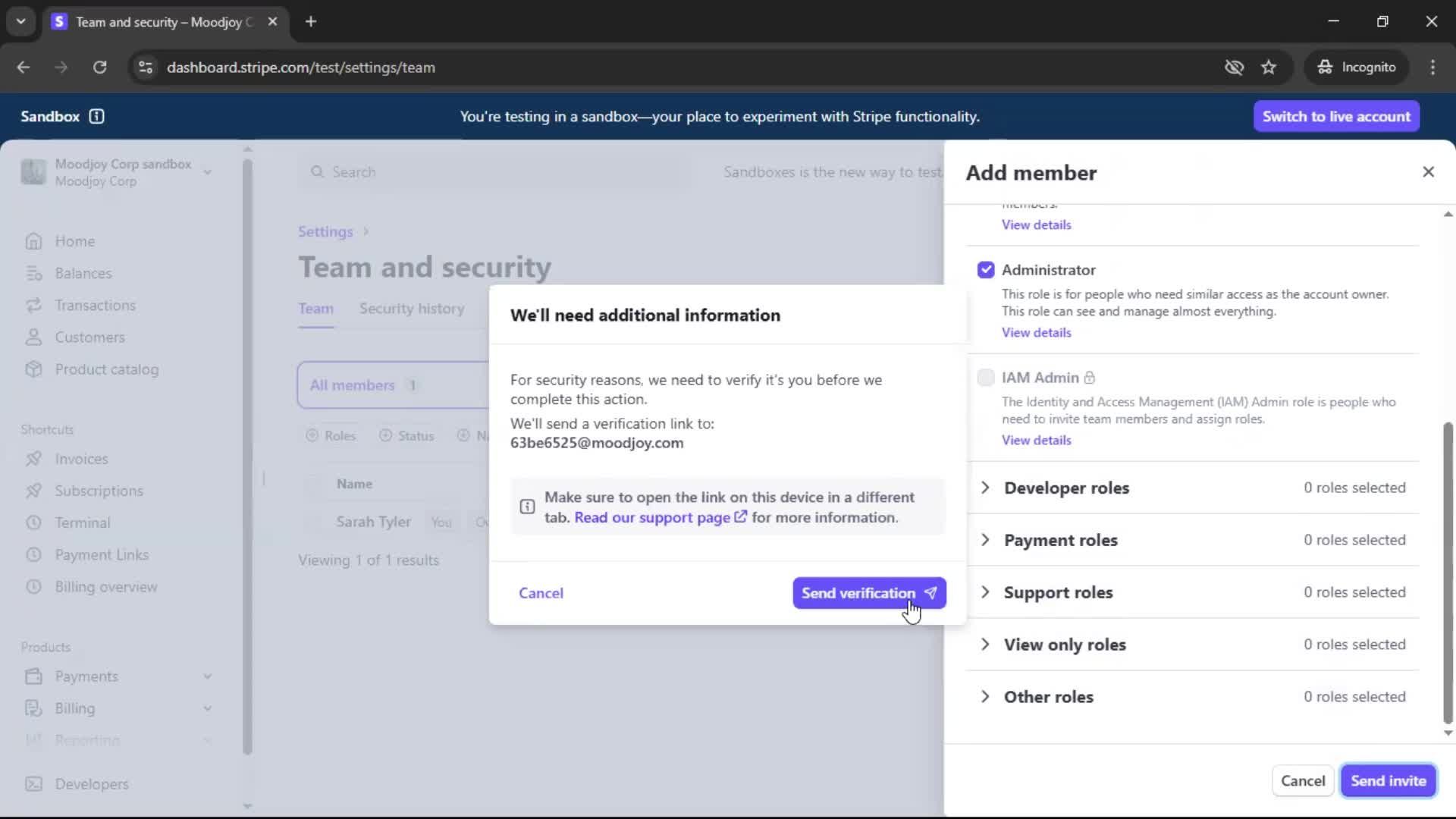 Adding a member screenshot