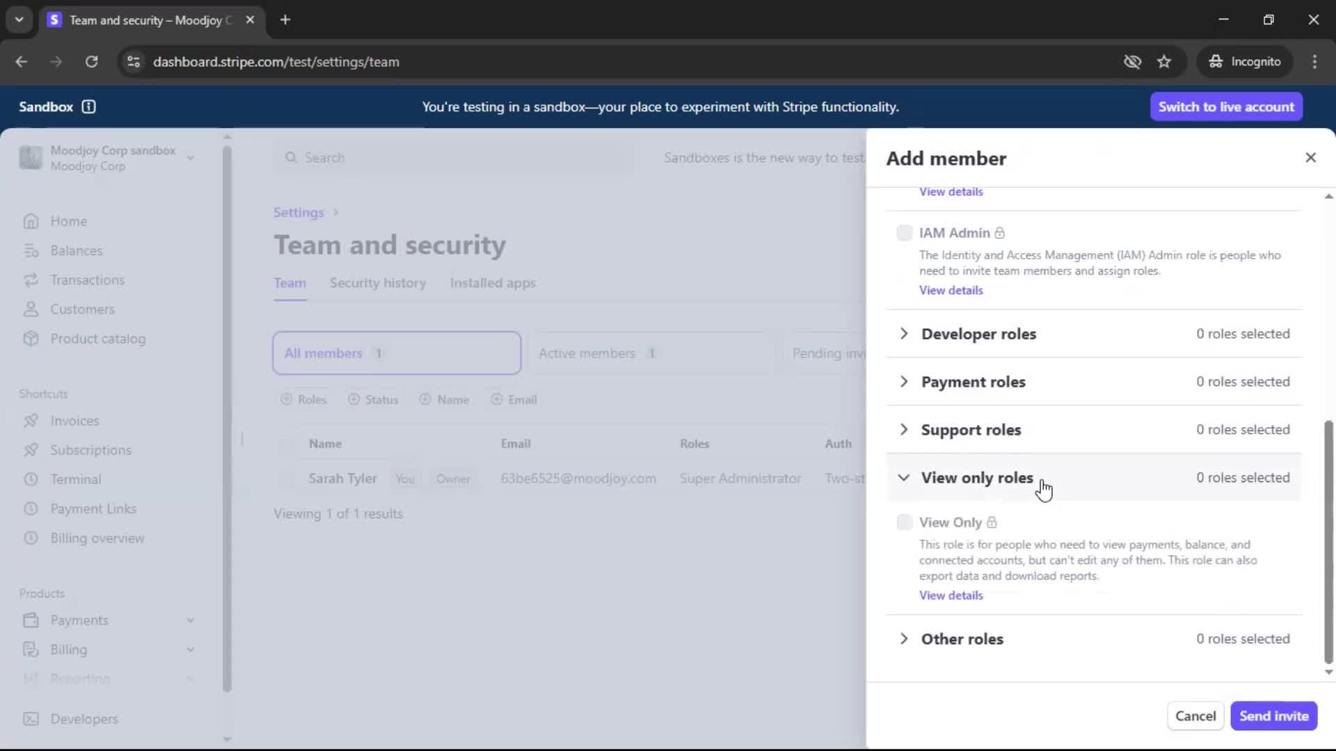Adding a member screenshot