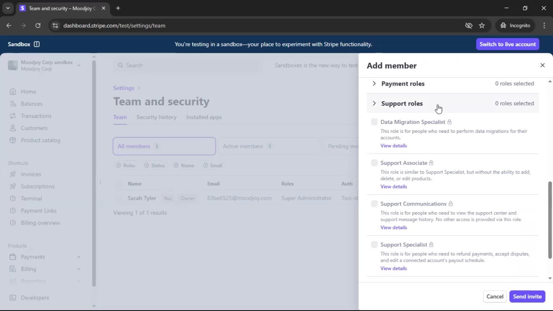 Adding a member screenshot