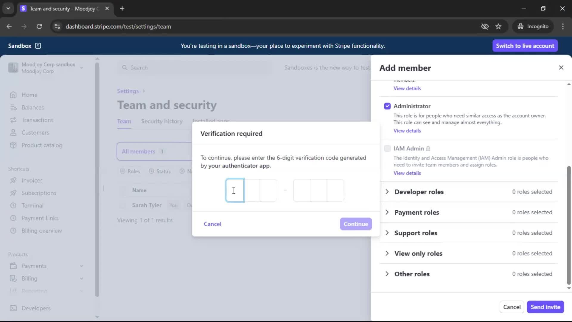 Adding a member screenshot