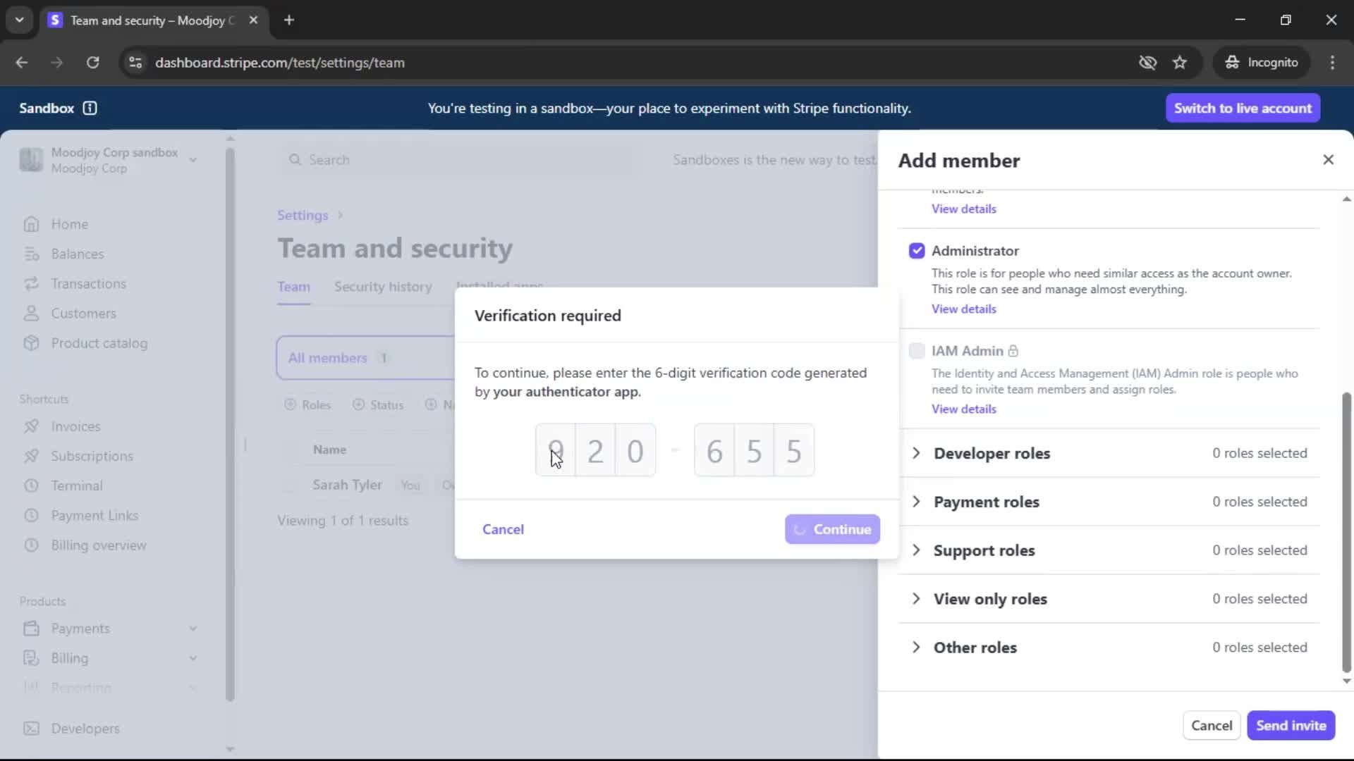 Adding a member screenshot