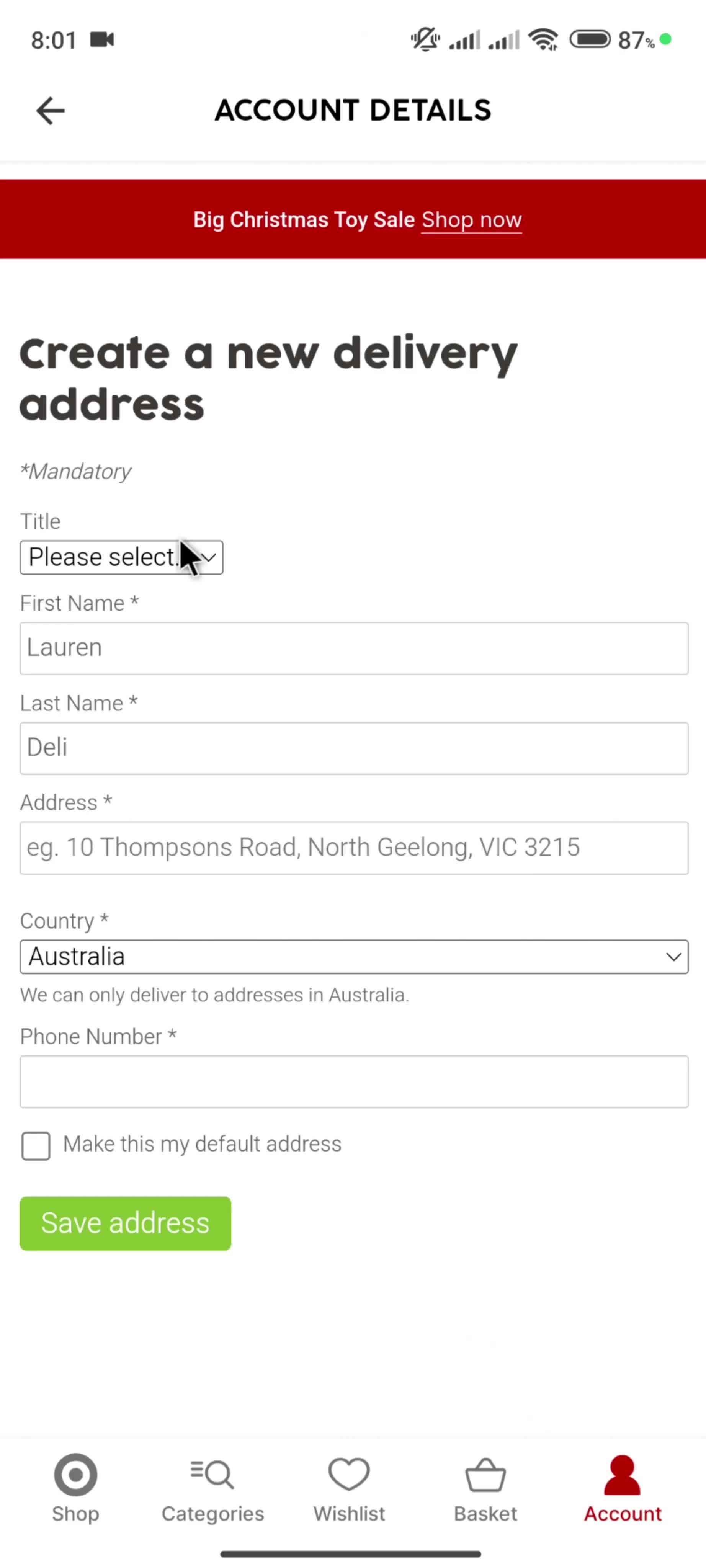 Adding an address on Target video thumbnail
