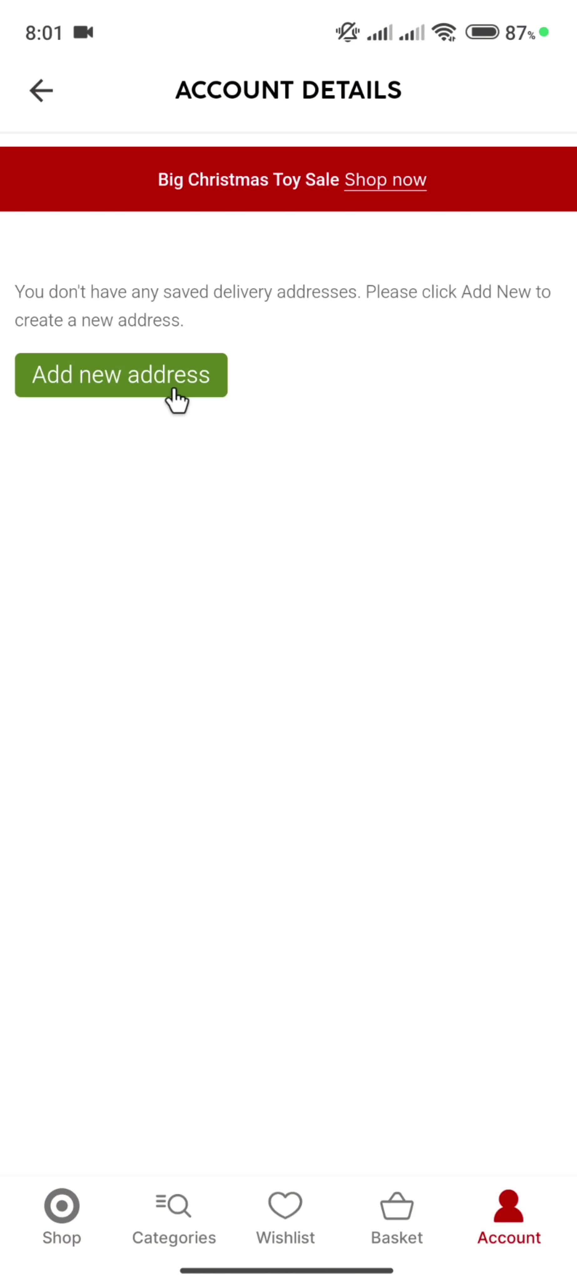 Adding an address screenshot