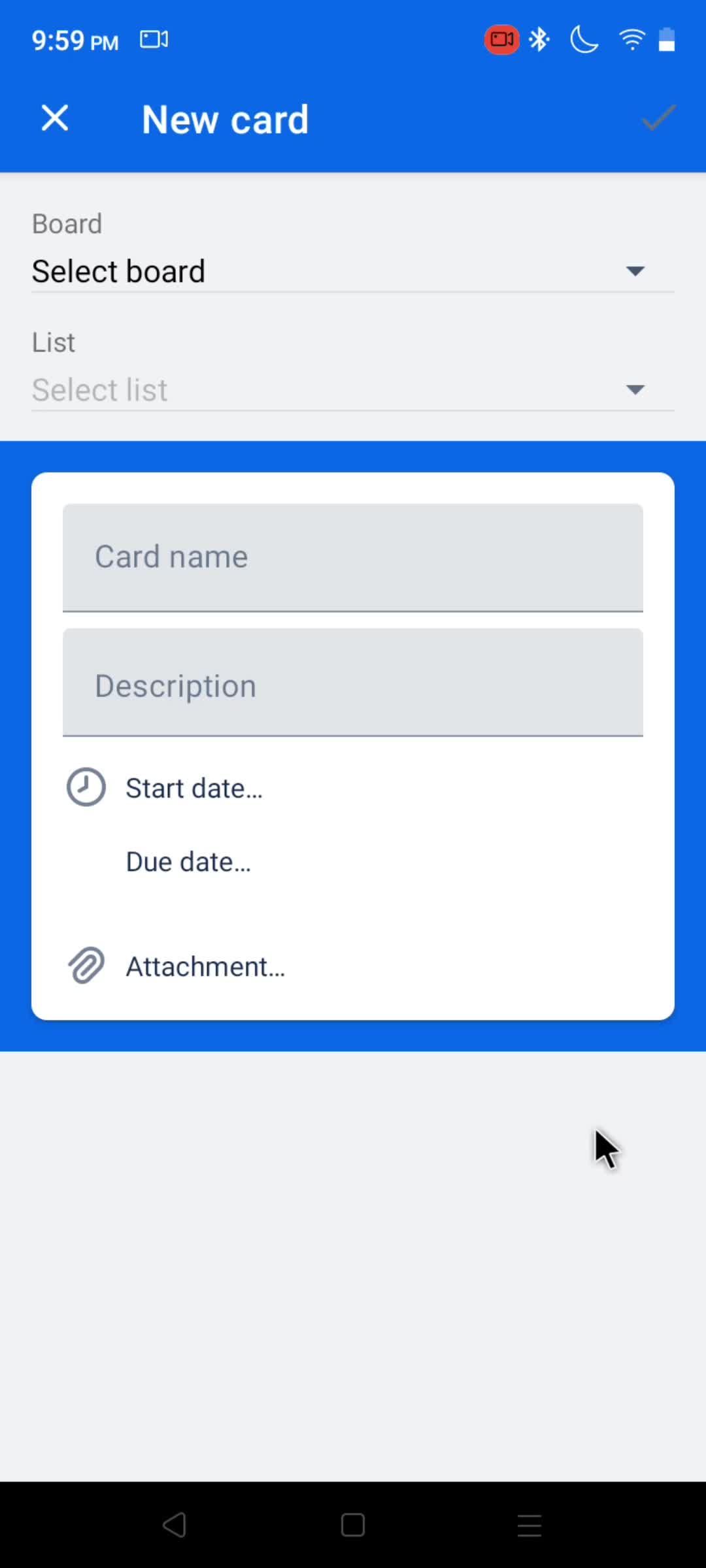 Adding a new card screenshot