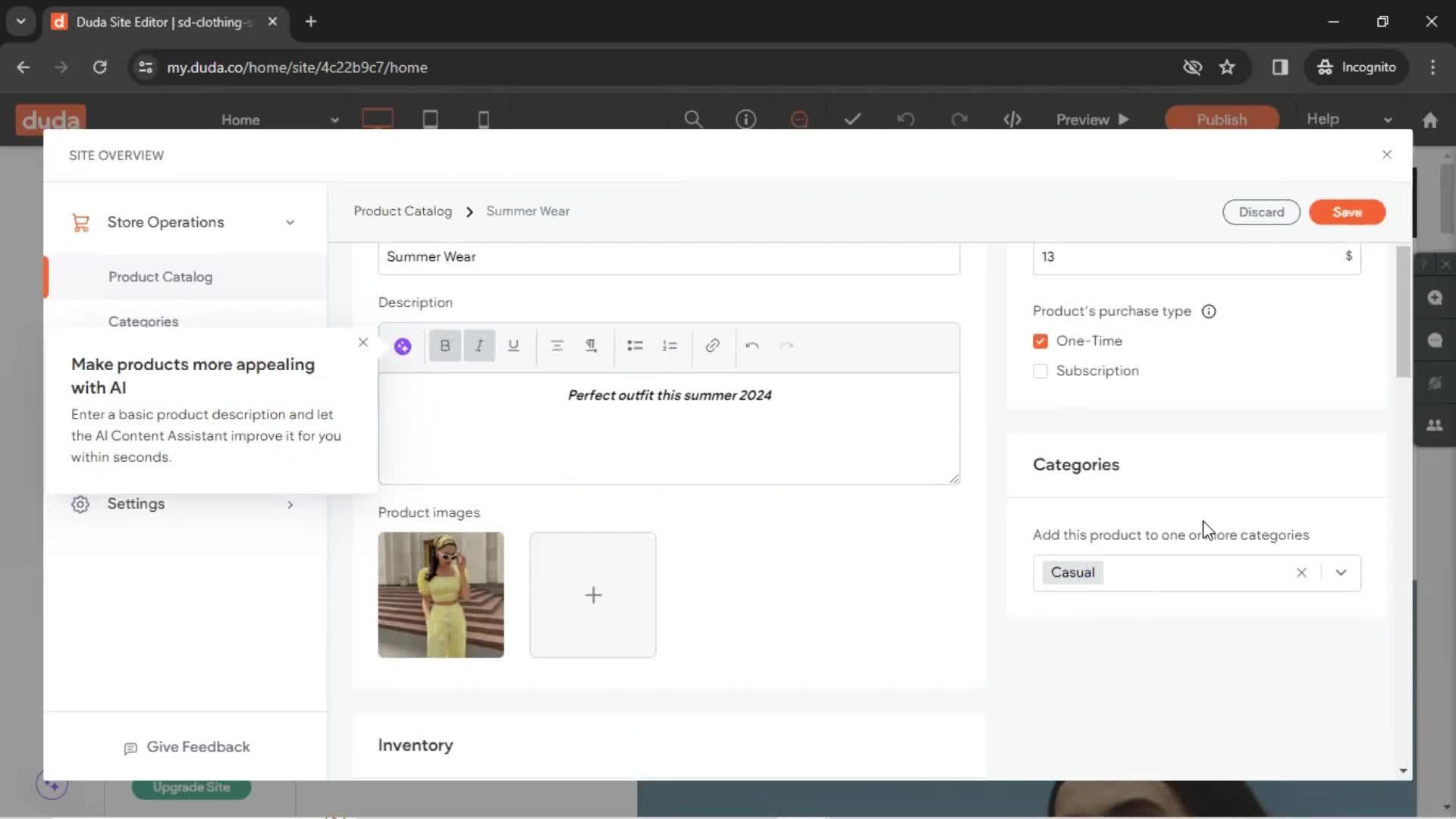 Adding a product screenshot