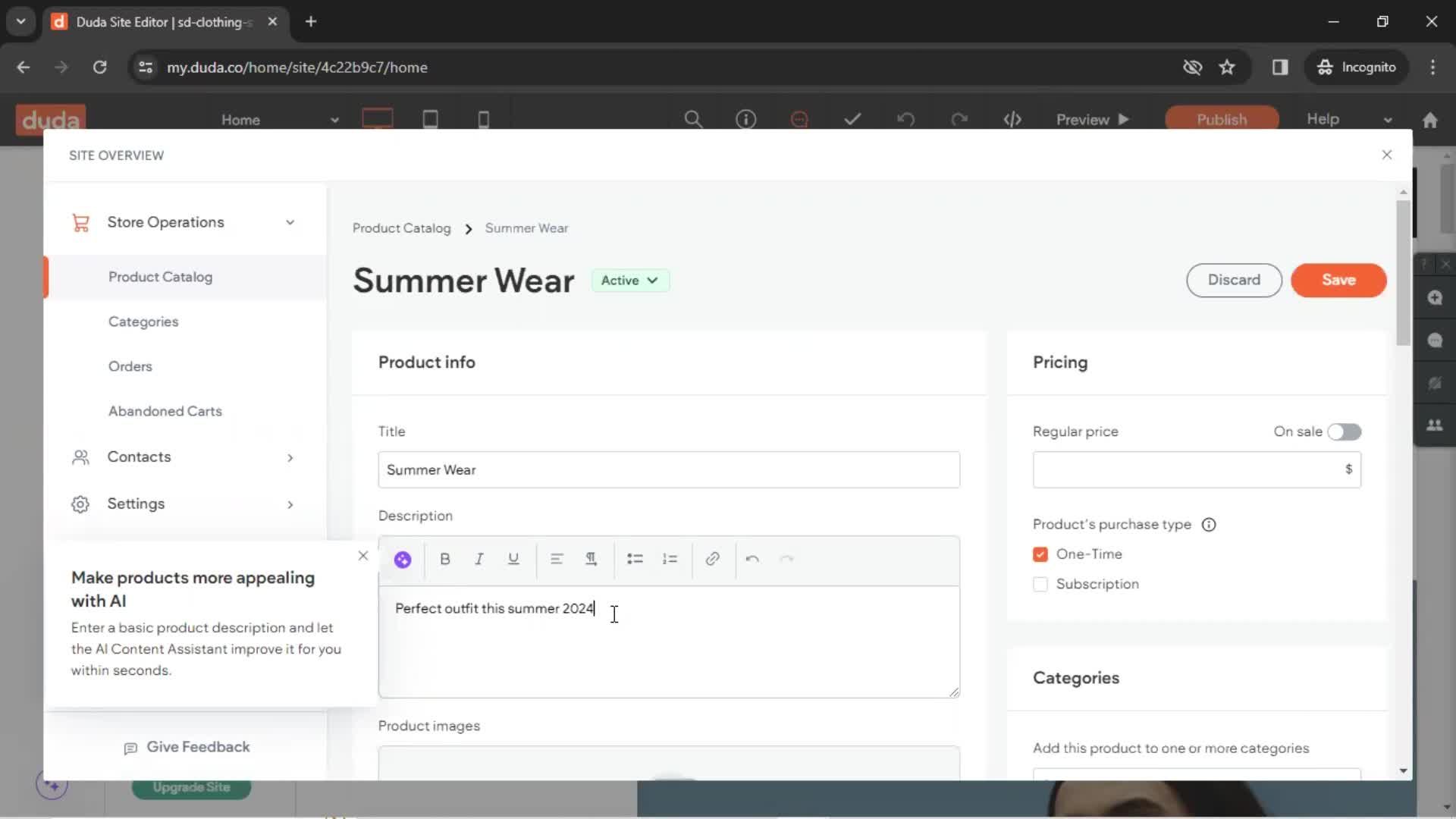 Adding a product screenshot