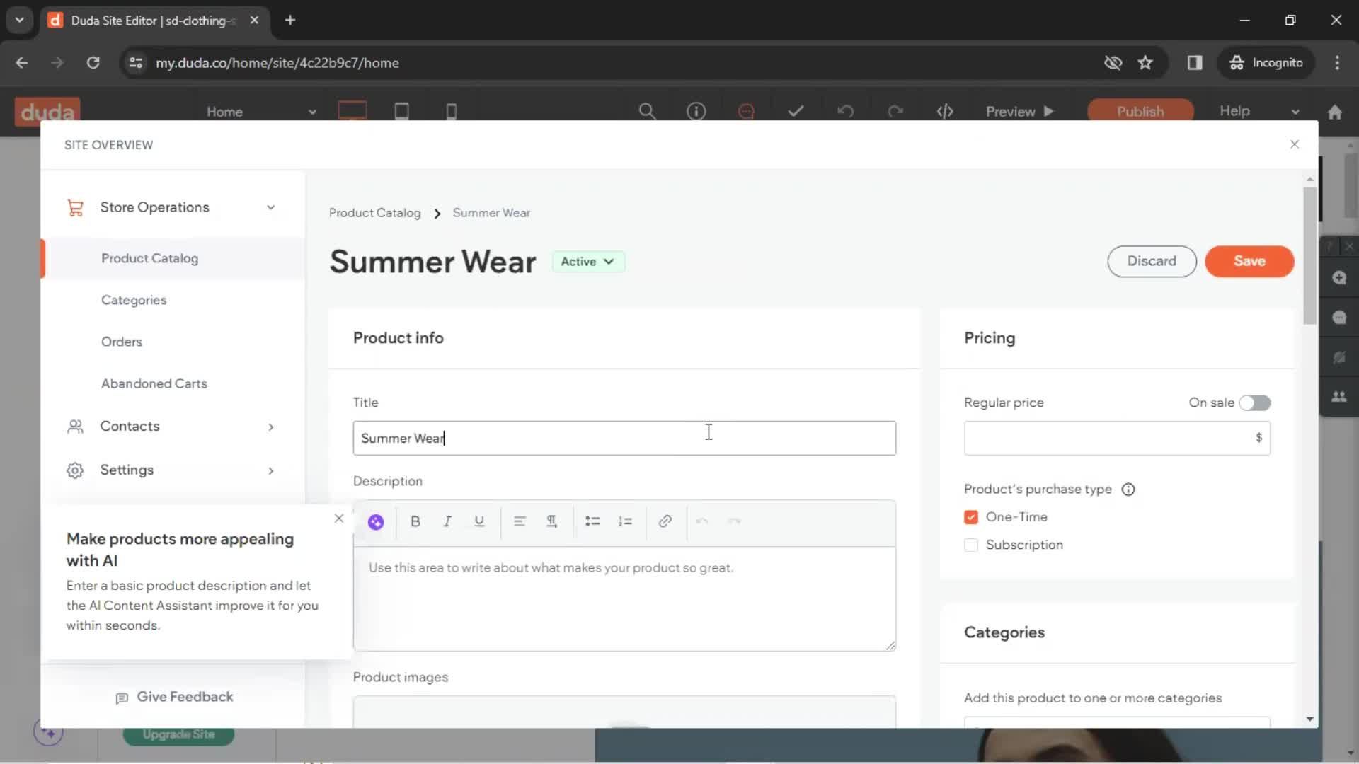Adding a product screenshot
