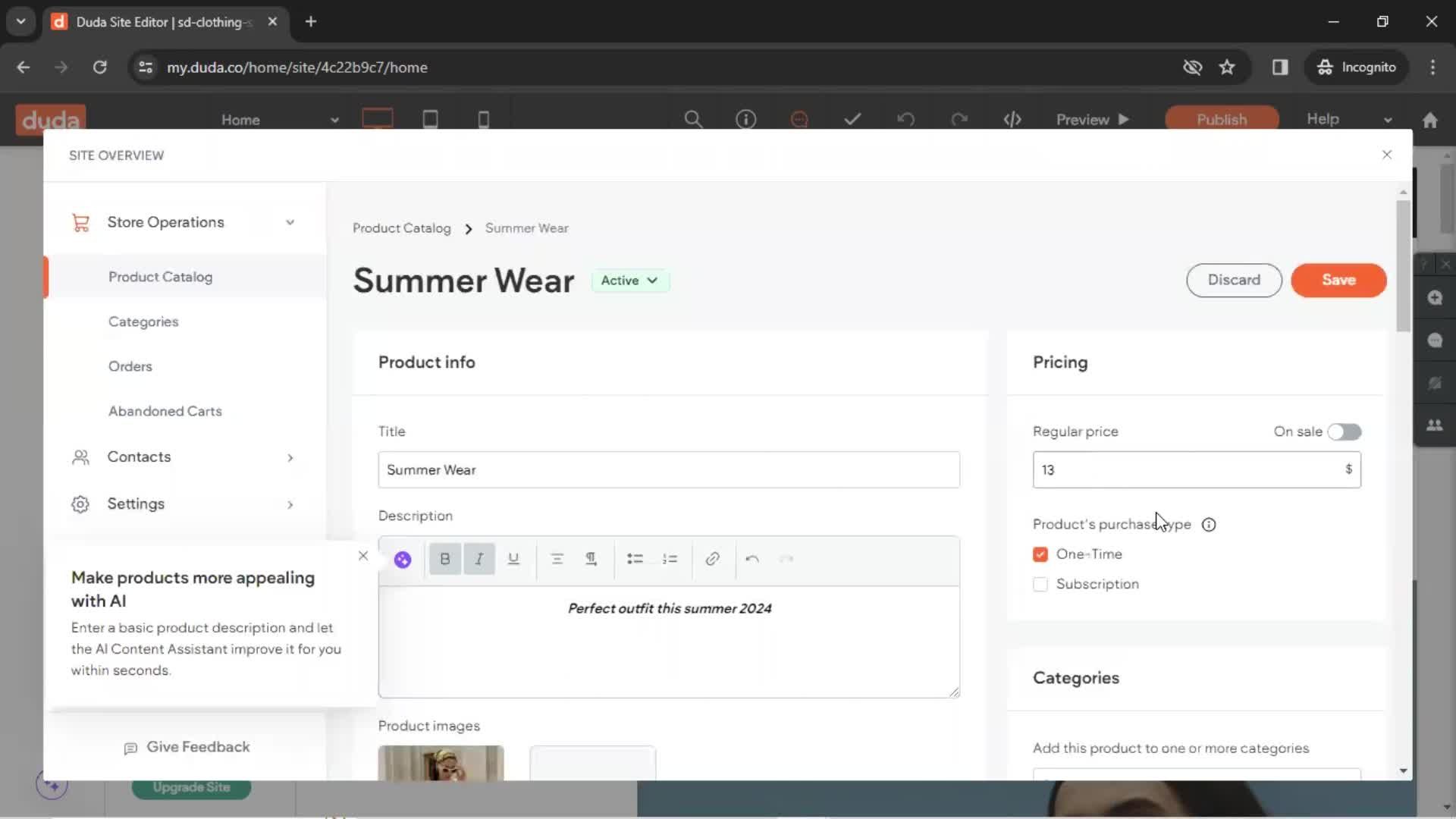 Adding a product screenshot