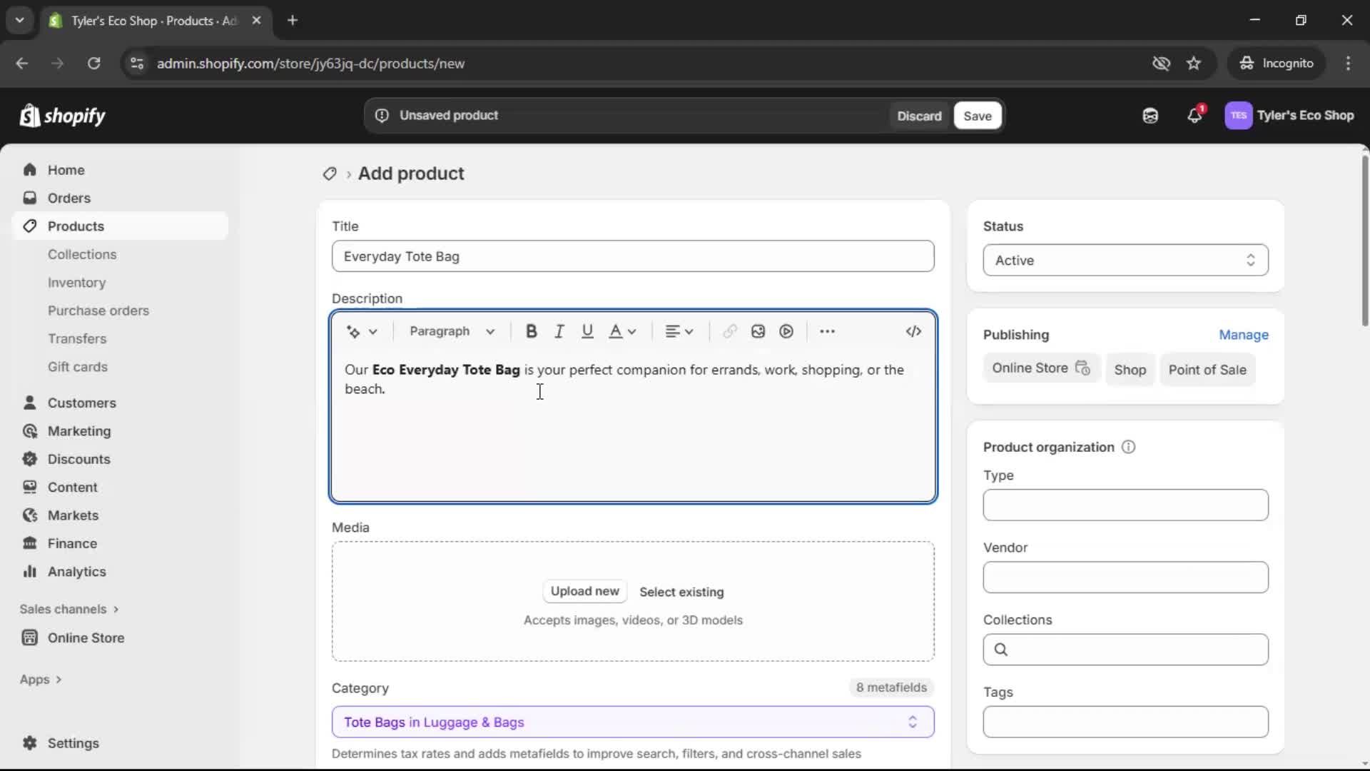 Adding a product screenshot