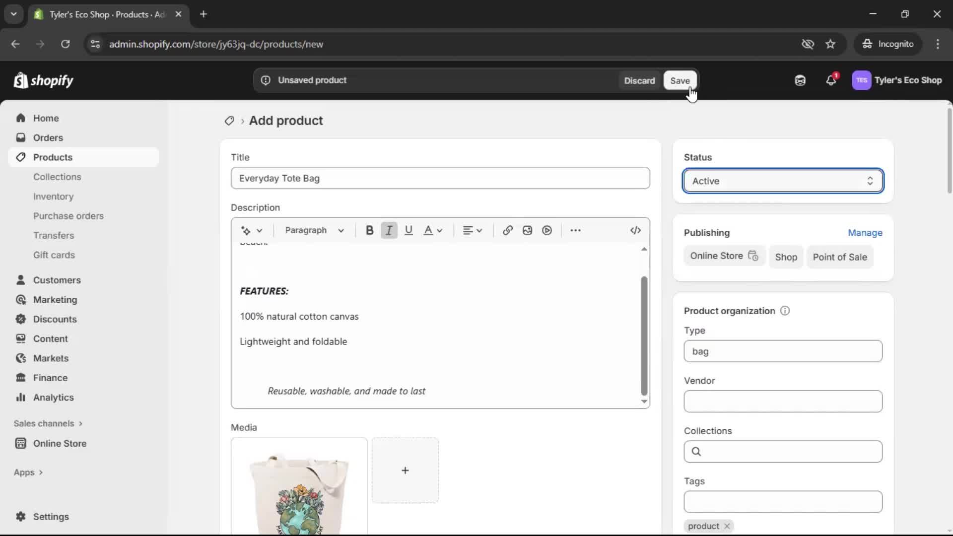 Adding a product screenshot
