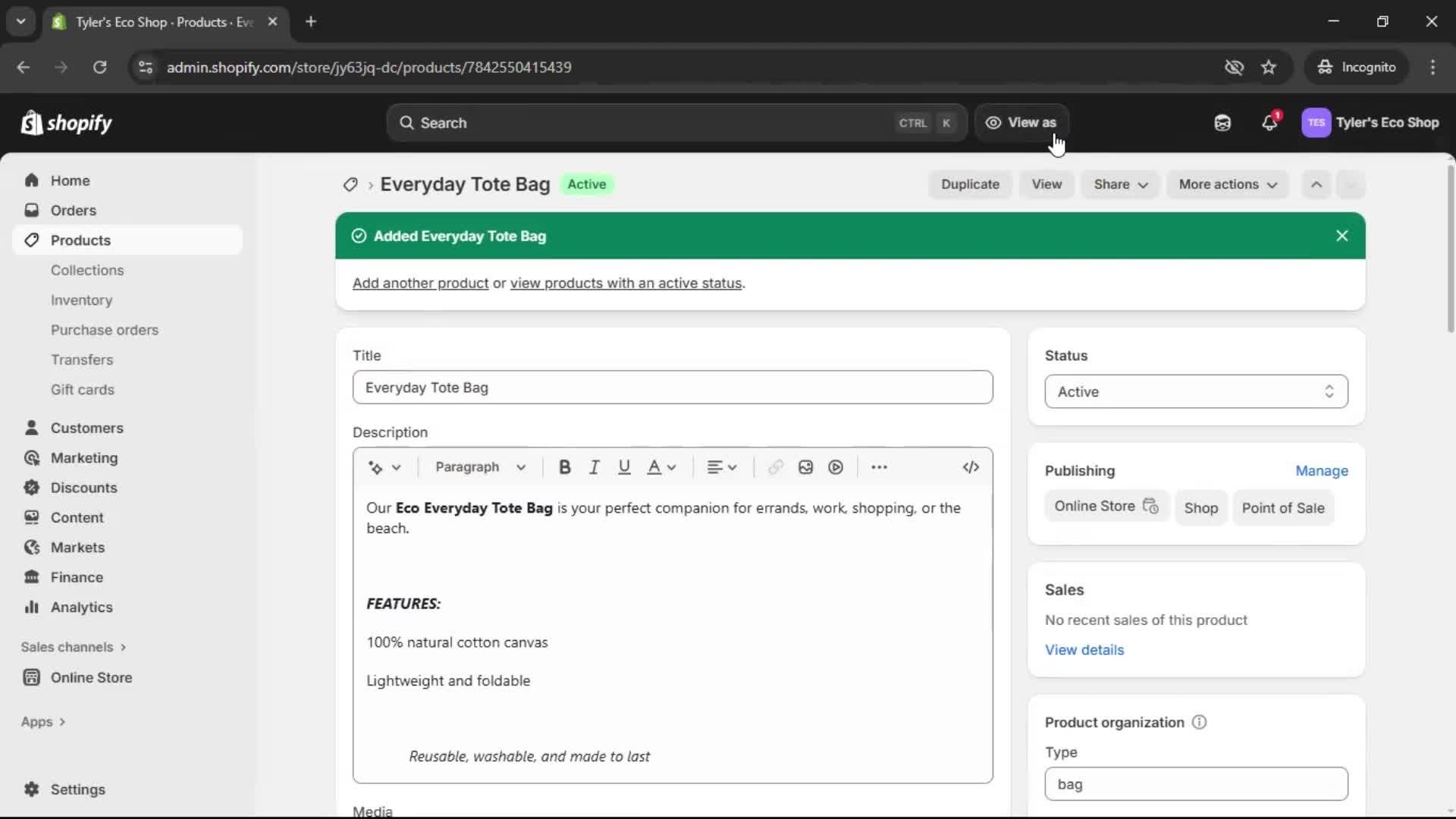 Adding a product screenshot
