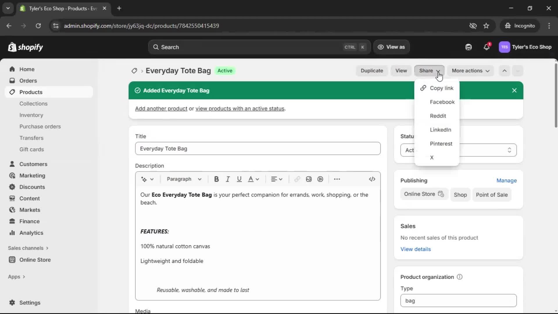 Adding a product screenshot