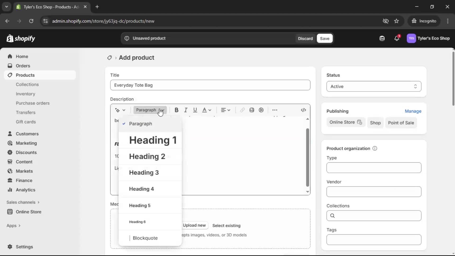 Adding a product screenshot