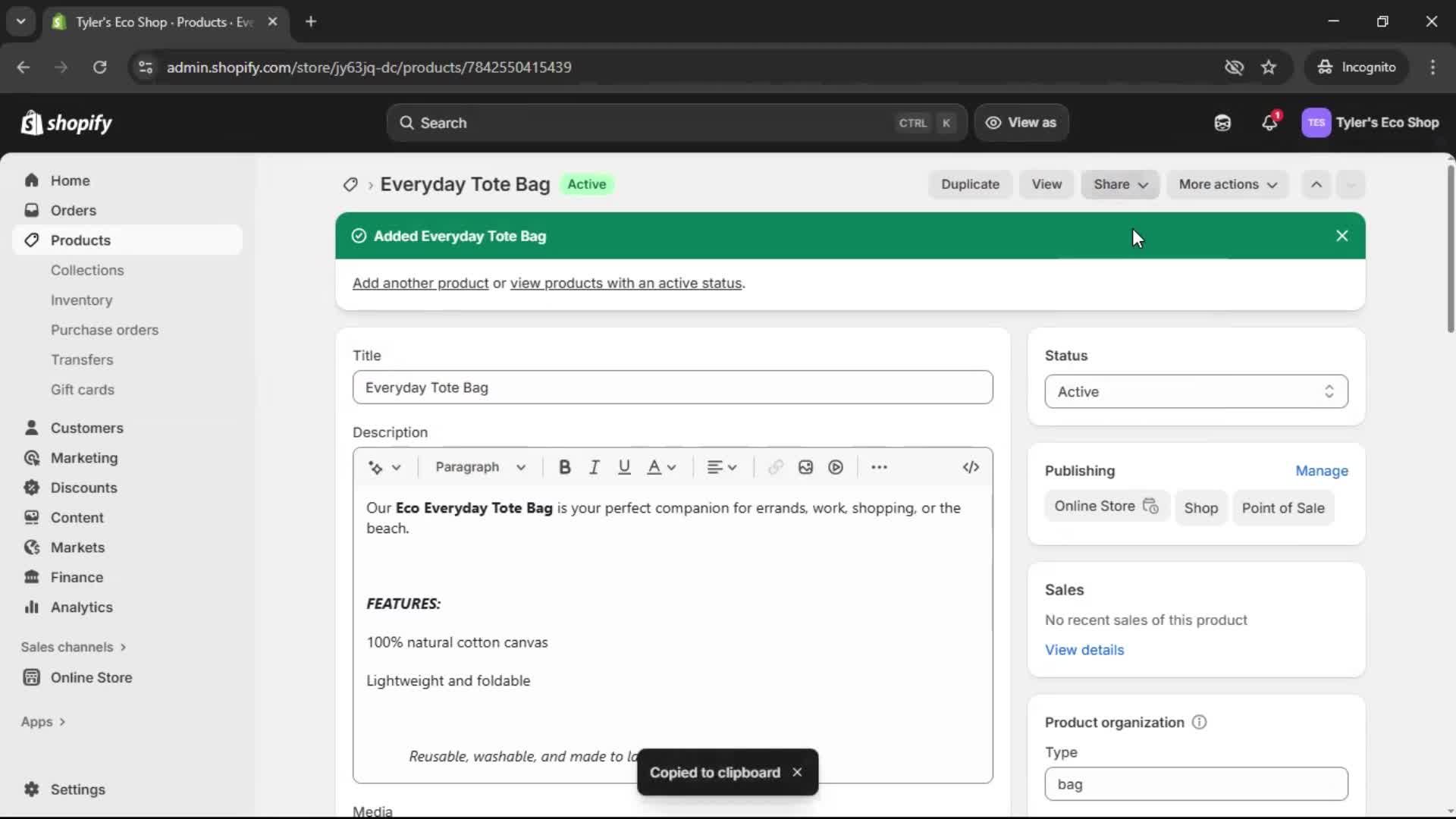 Adding a product screenshot