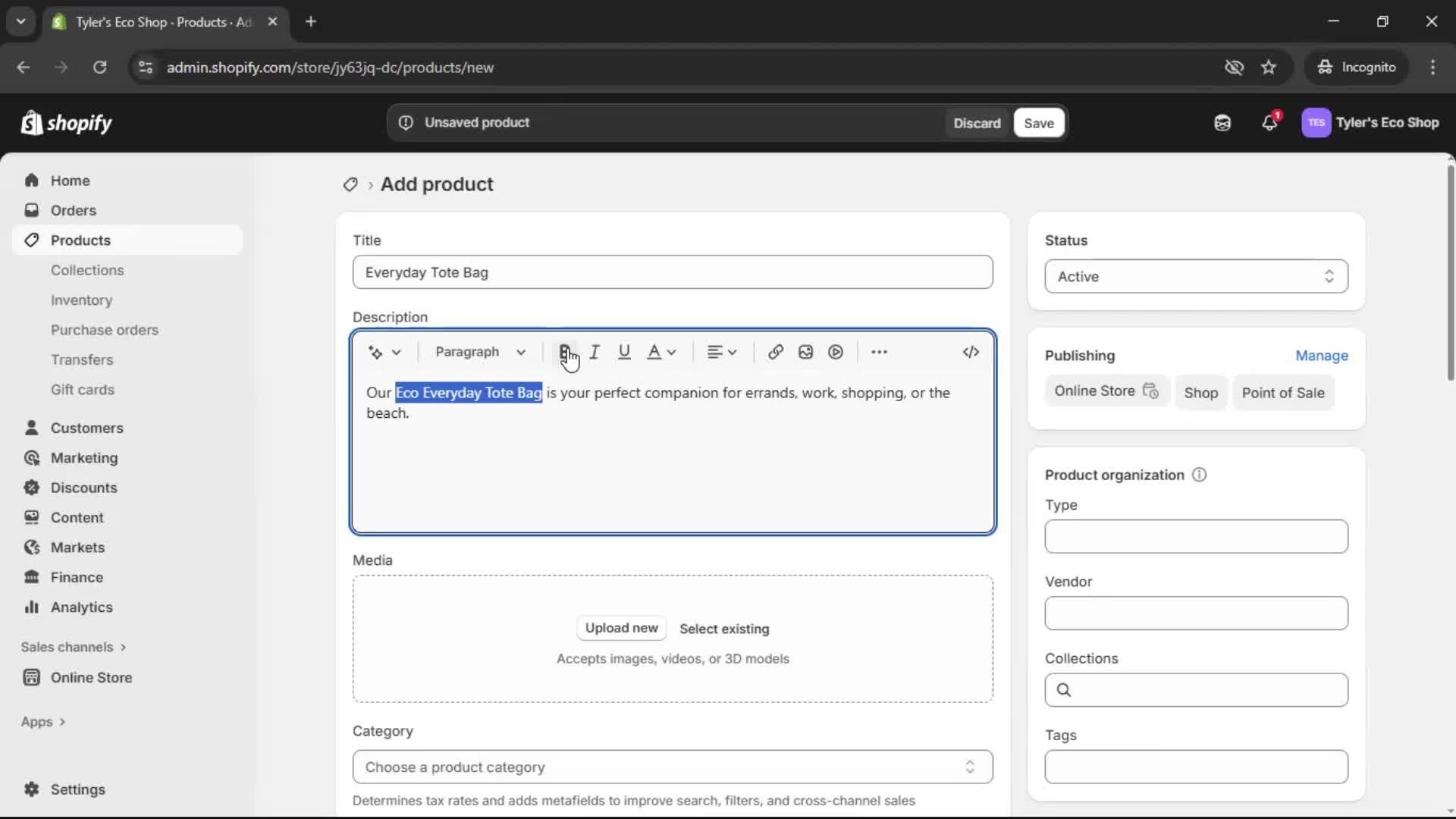 Adding a product on Shopify video thumbnail