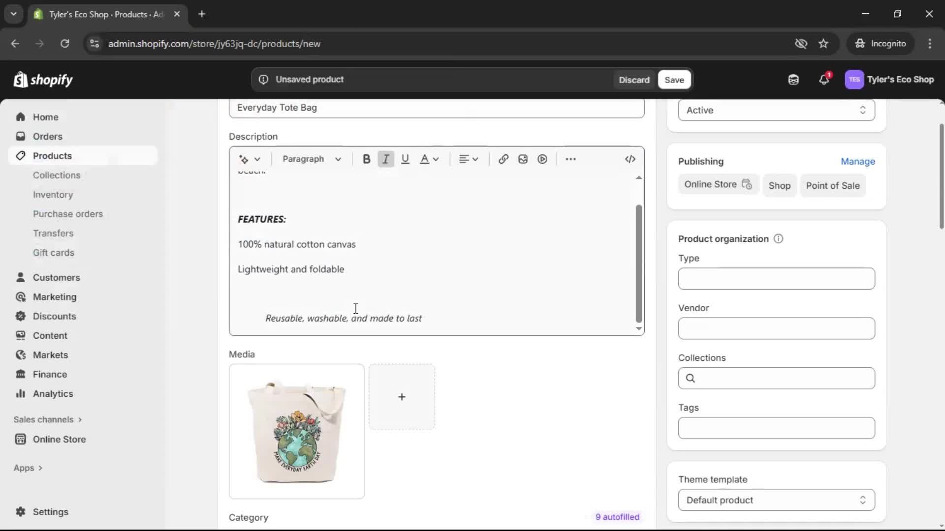 Adding a product screenshot