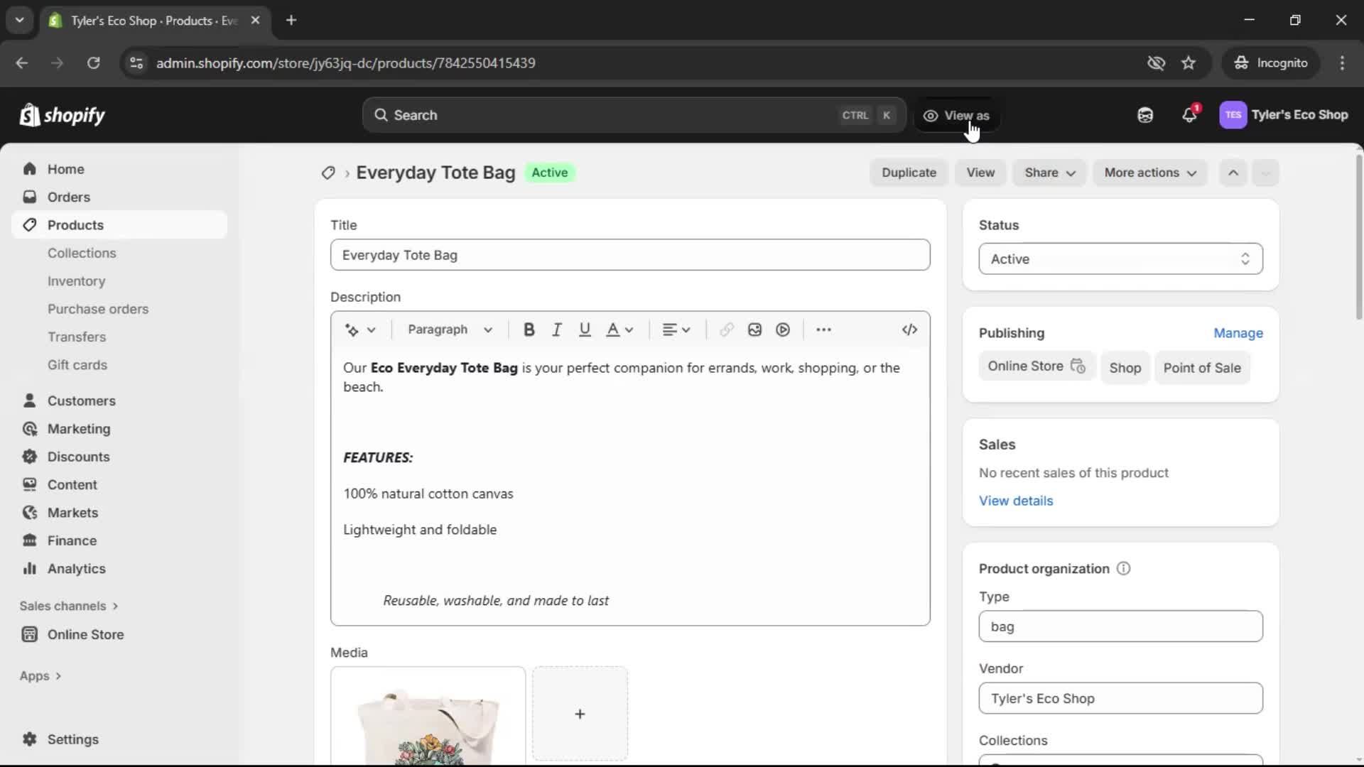 Adding a product screenshot
