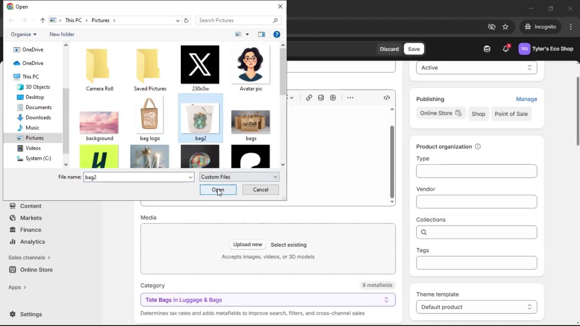Adding a product screenshot