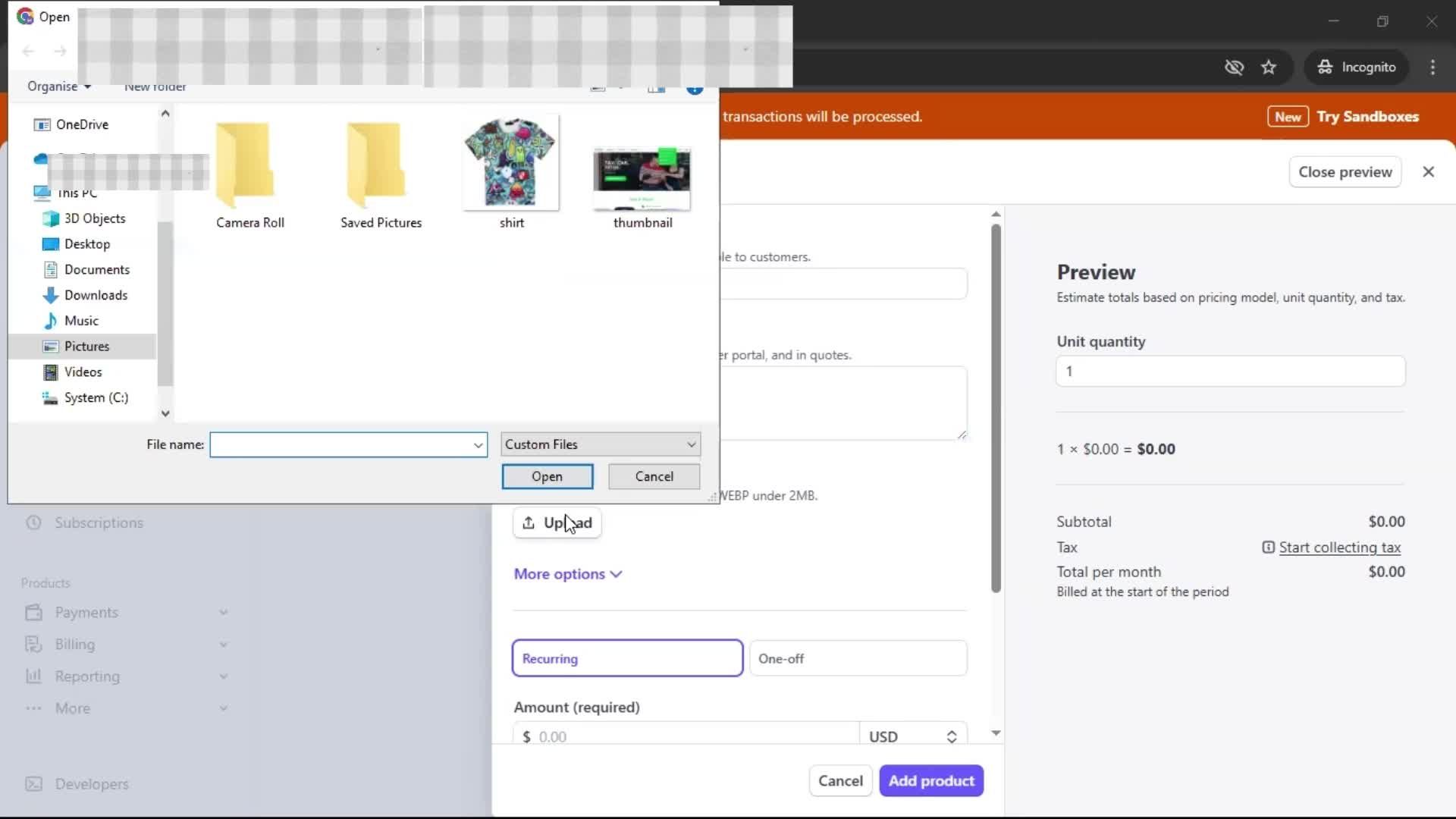 Adding a product screenshot