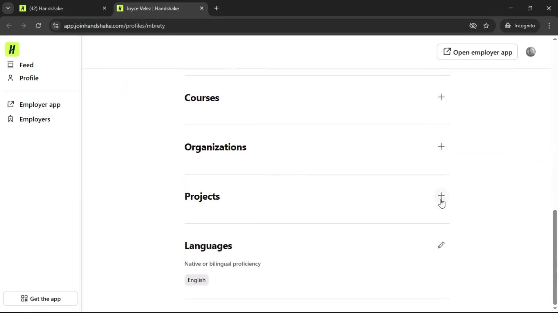 Adding a project on Handshake video thumbnail
