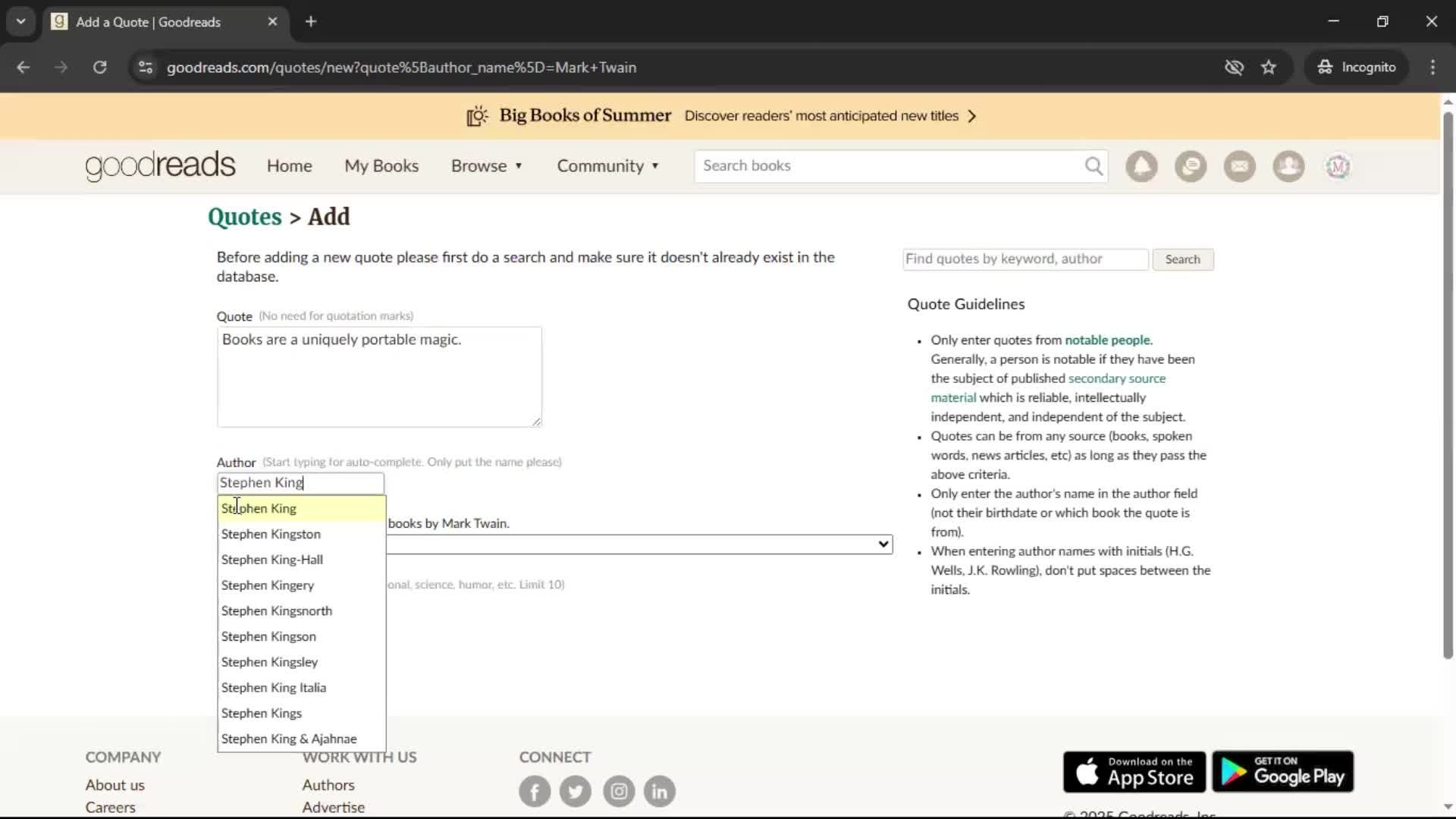 Creating a quote screenshot