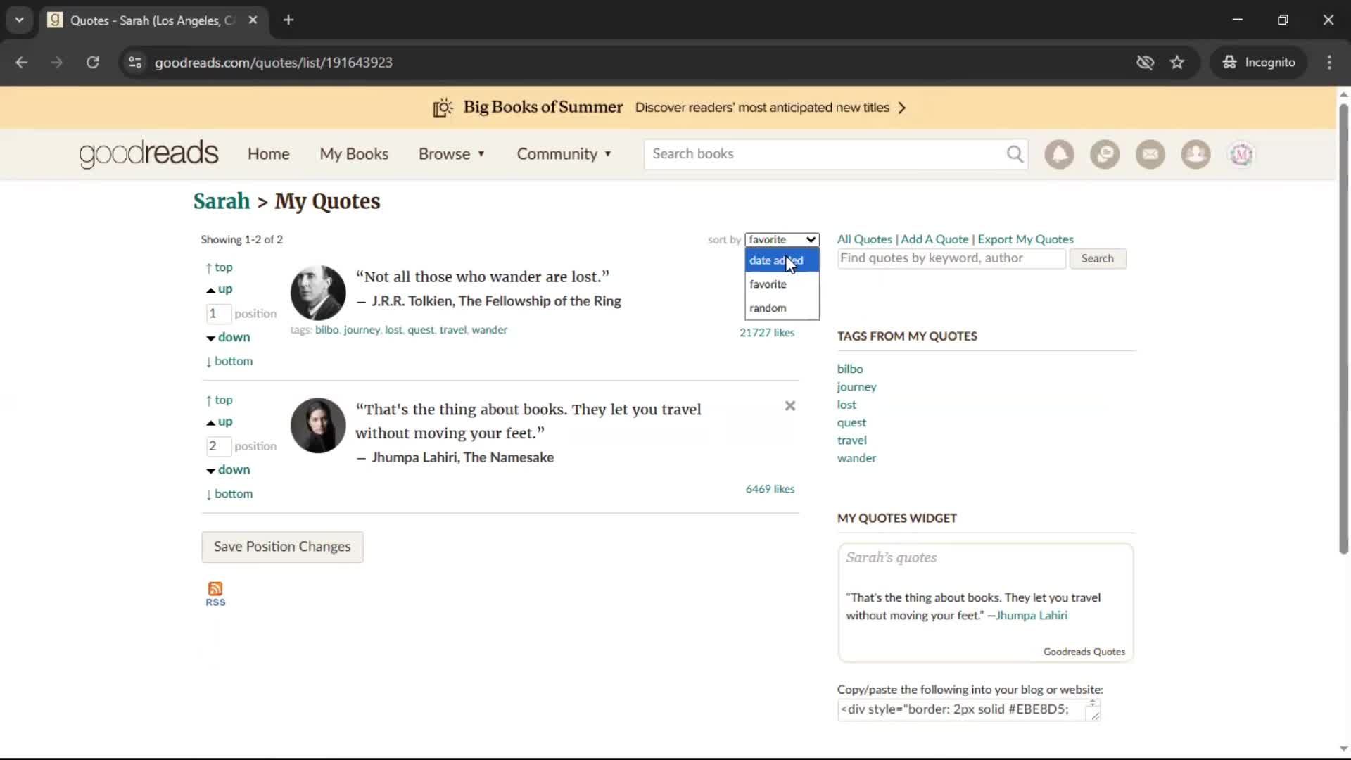 Creating a quote screenshot