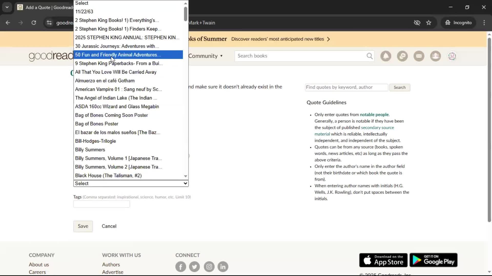 Creating a quote screenshot