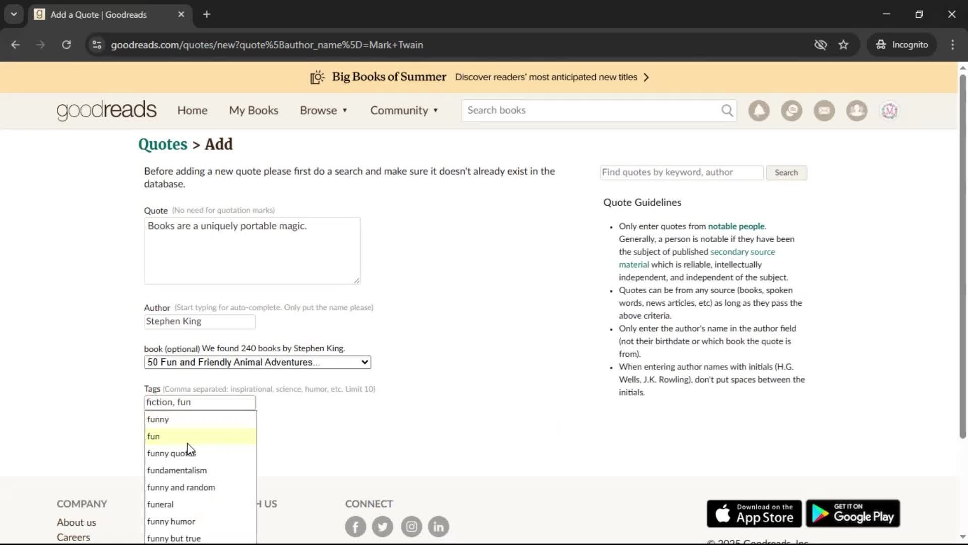 Creating a quote screenshot
