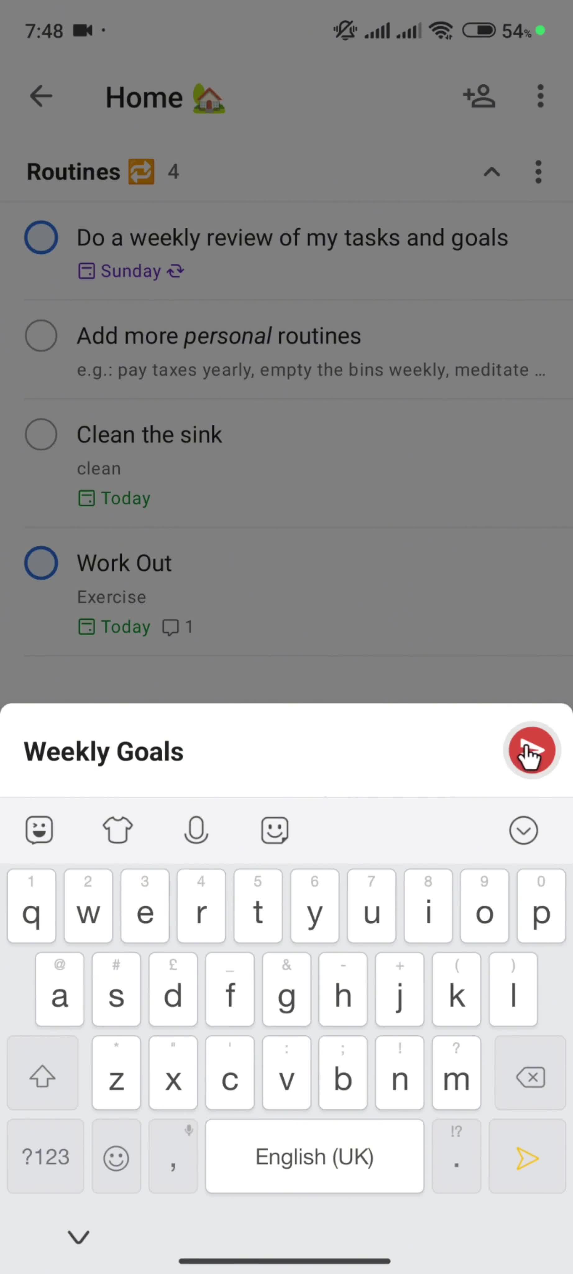 Adding a section screenshot