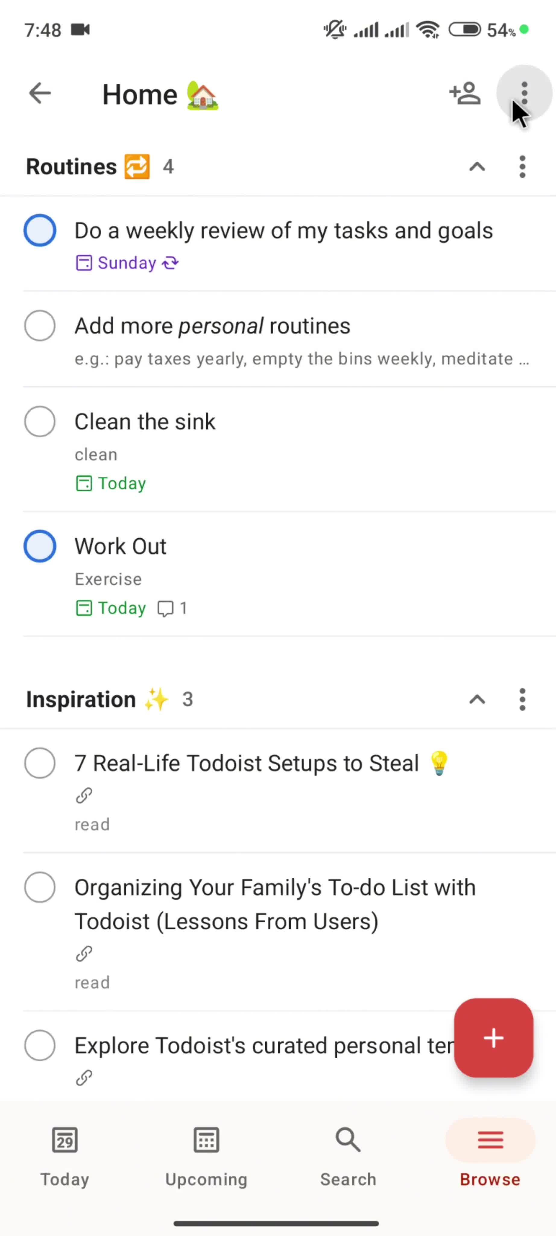Adding a section screenshot