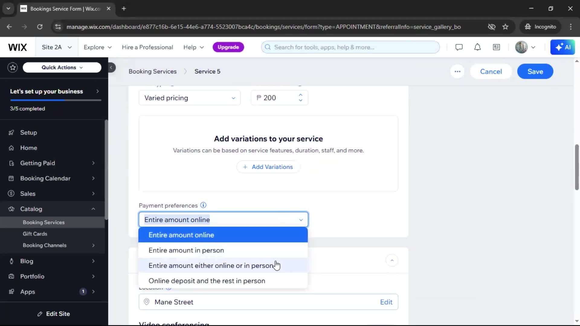 Adding services screenshot