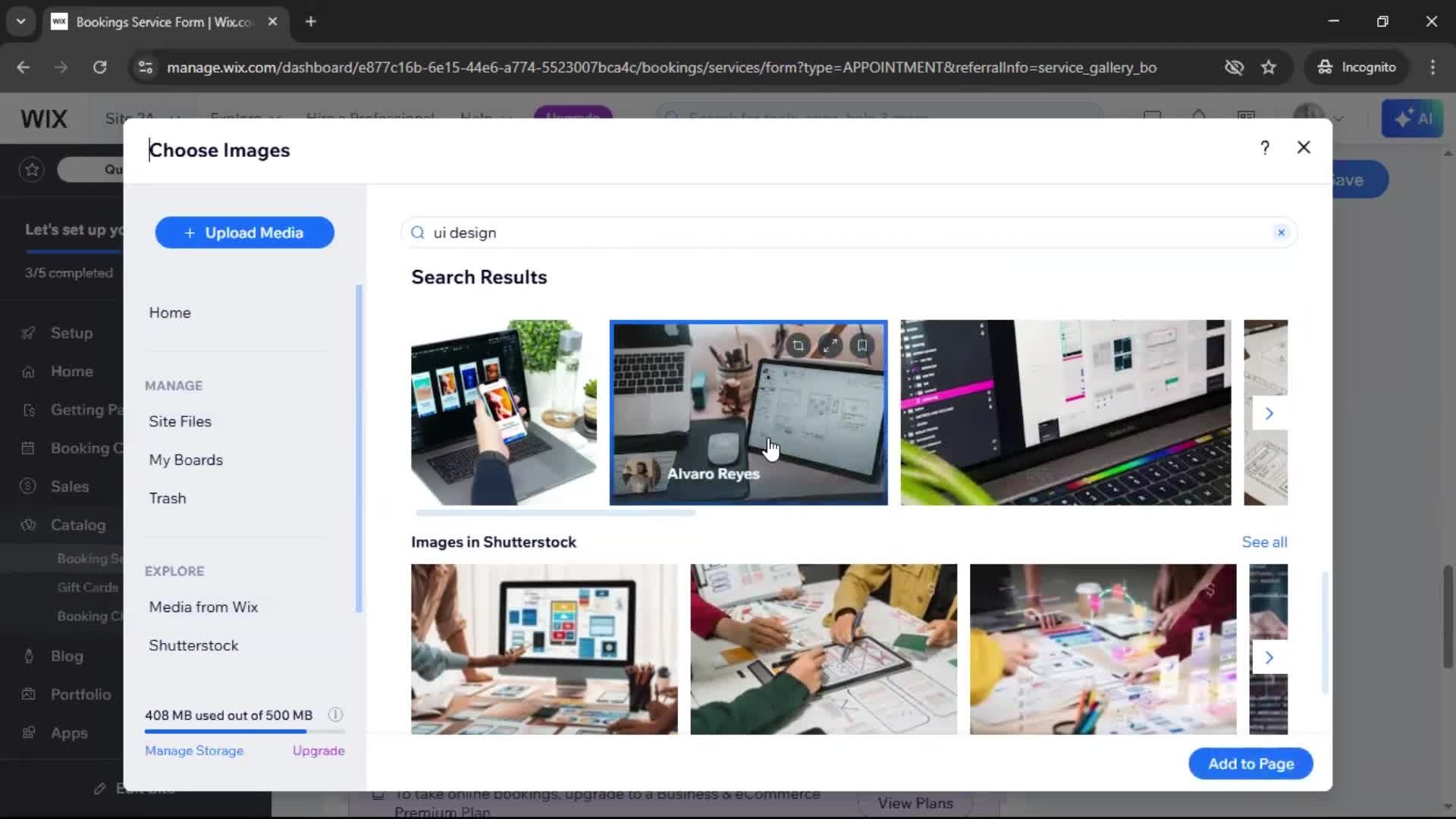 Adding services screenshot