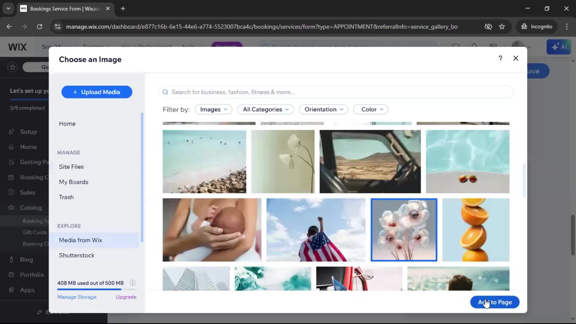 Adding services screenshot