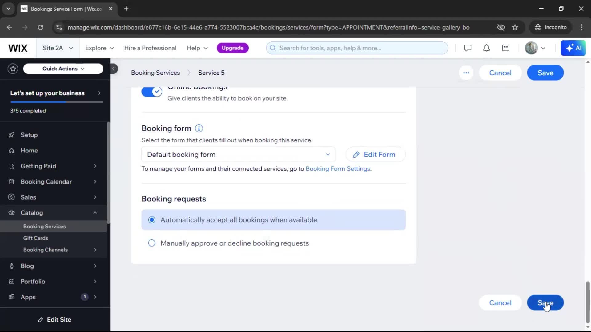 Adding services screenshot