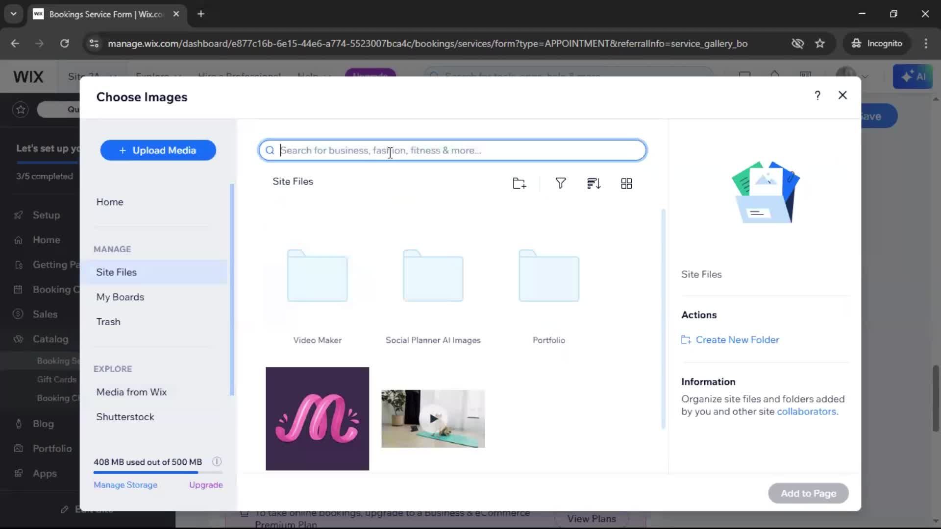 Adding services screenshot
