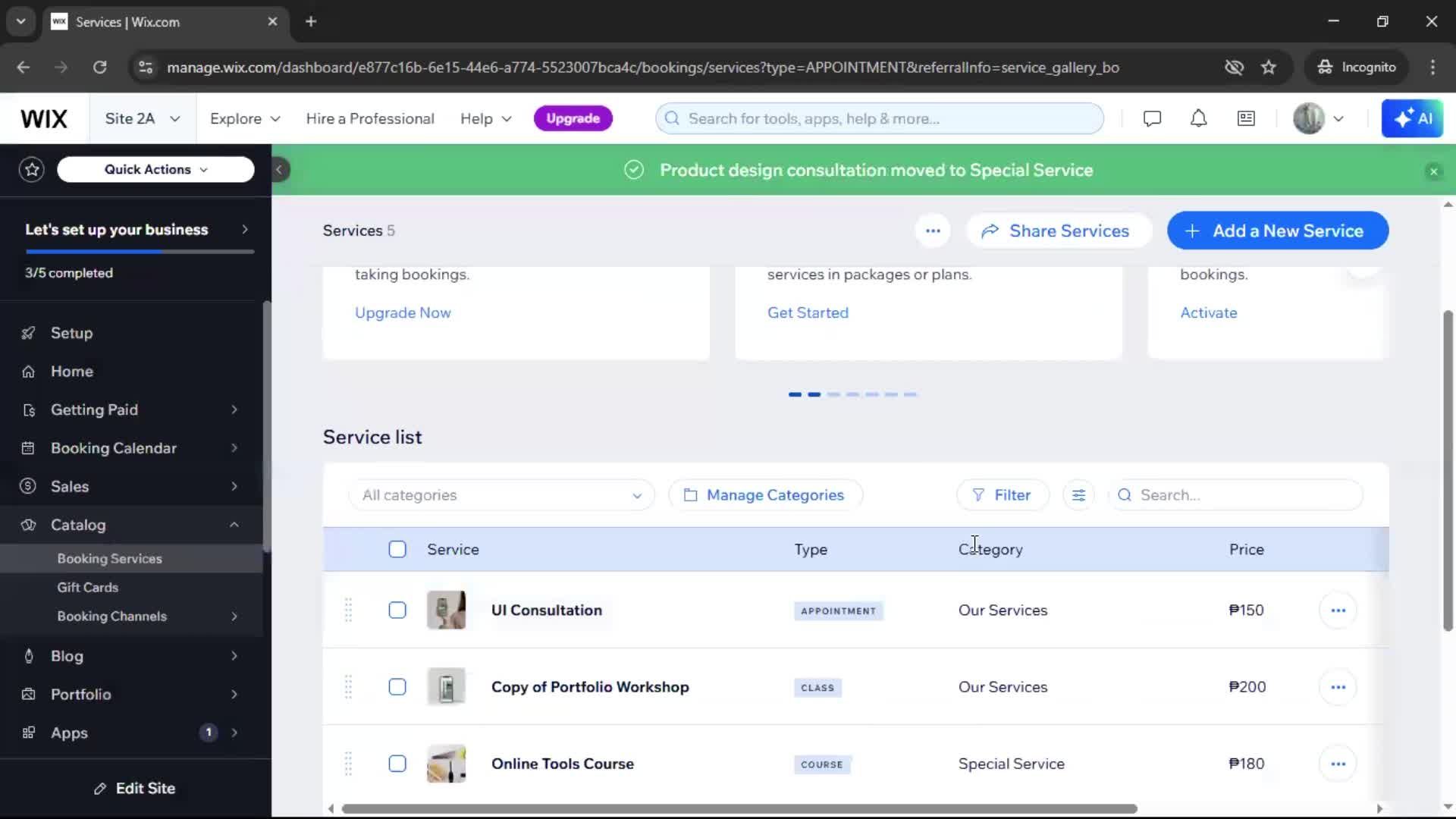Adding services screenshot