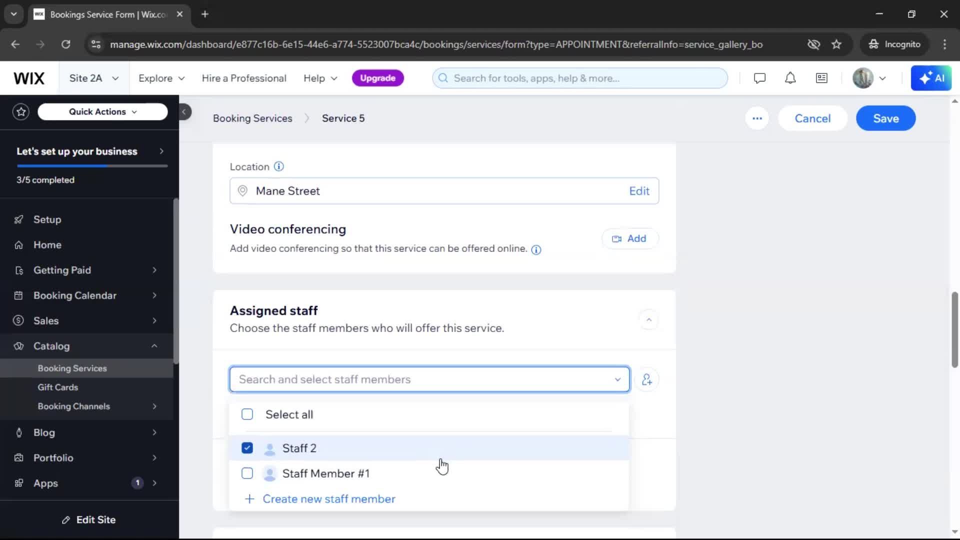 Adding services screenshot