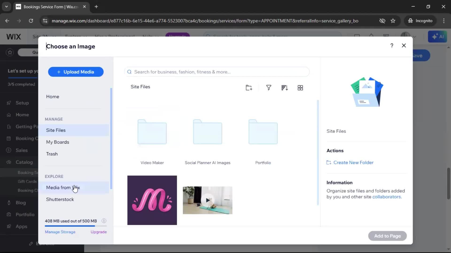 Adding services screenshot