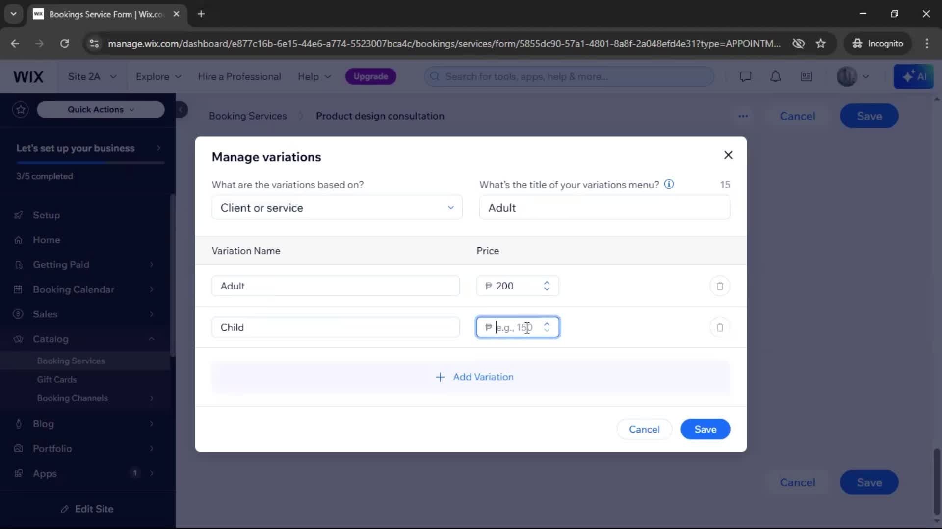 Adding services screenshot
